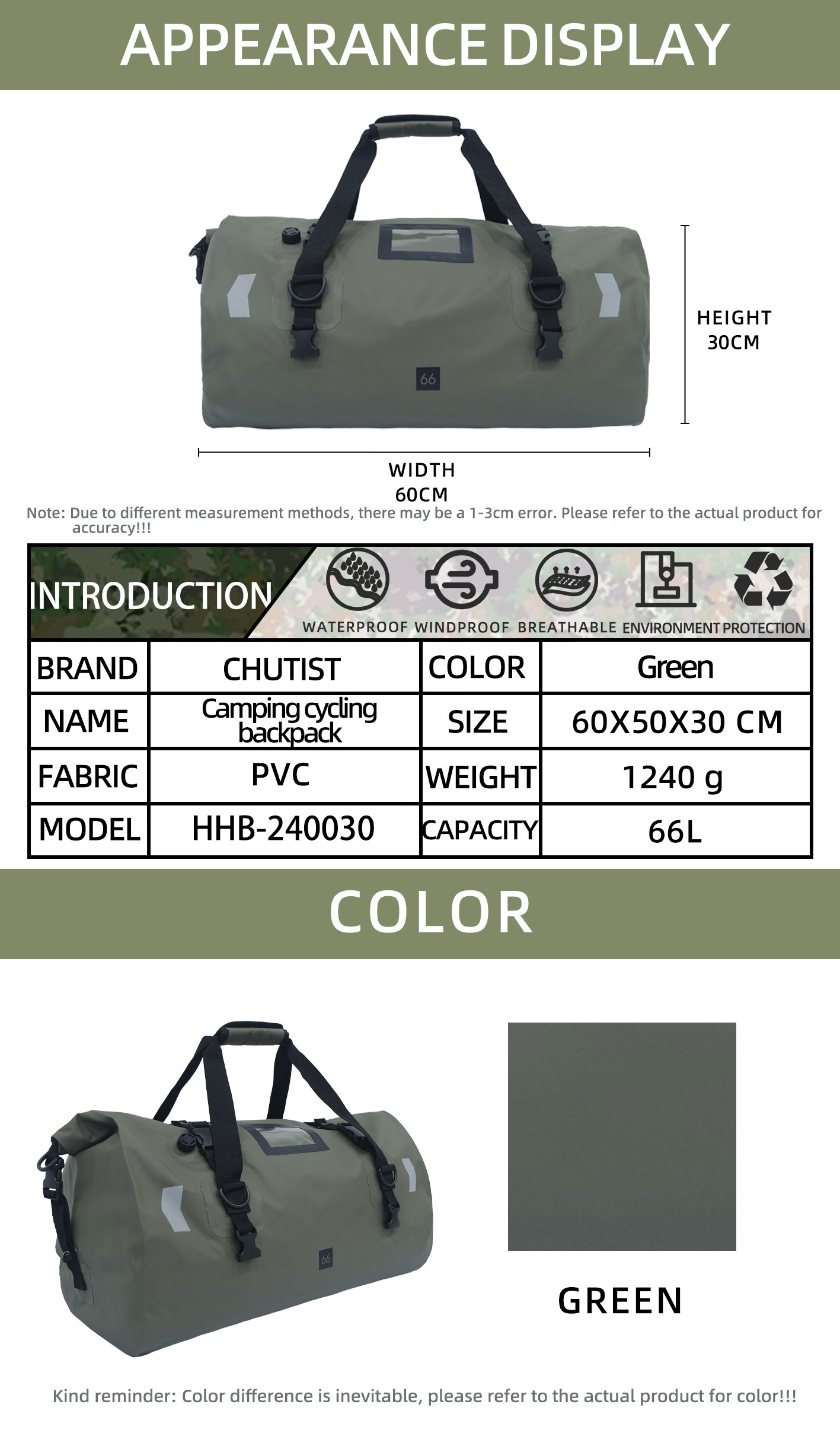 Chutist waterproof motorcycle luggage bag with 66L capacity. Durable PVC travel bag for motorcycle touring, camping and outdoor adventure. Chutist waterproof motorcycle luggage bag with 66L capacity. Durable PVC travel bag for motorcycle touring, camping and outdoor adventure.