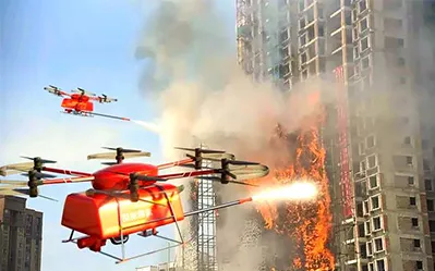 UAV firefighting system for fire emergency response and aerial rescue operations