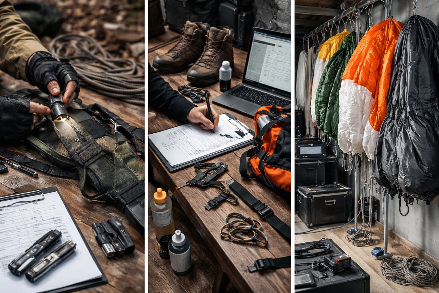 Close-up of outdoor harness inspection with tools and maintenance checklist.jpg