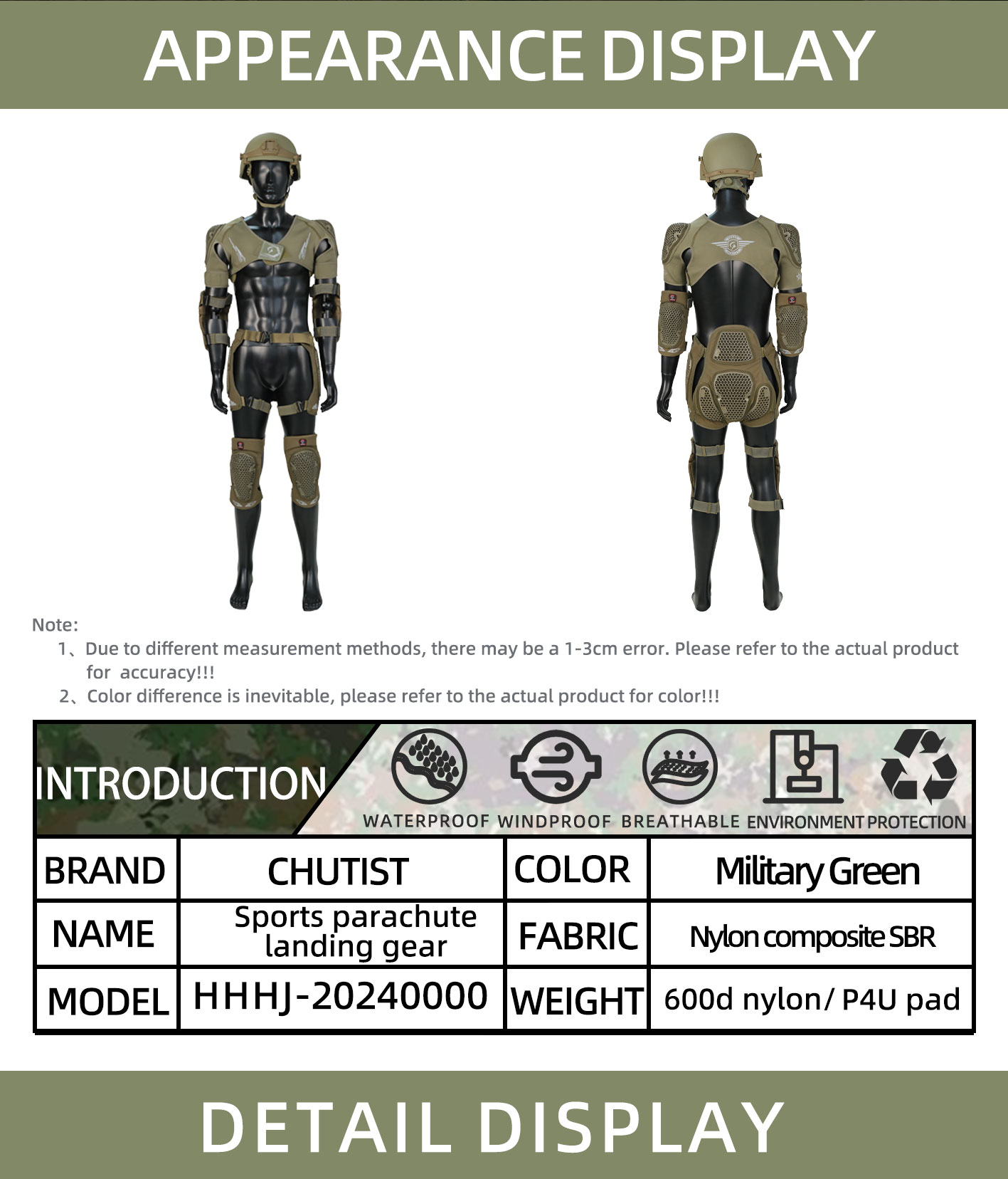 impact protection suit for parachute landing training