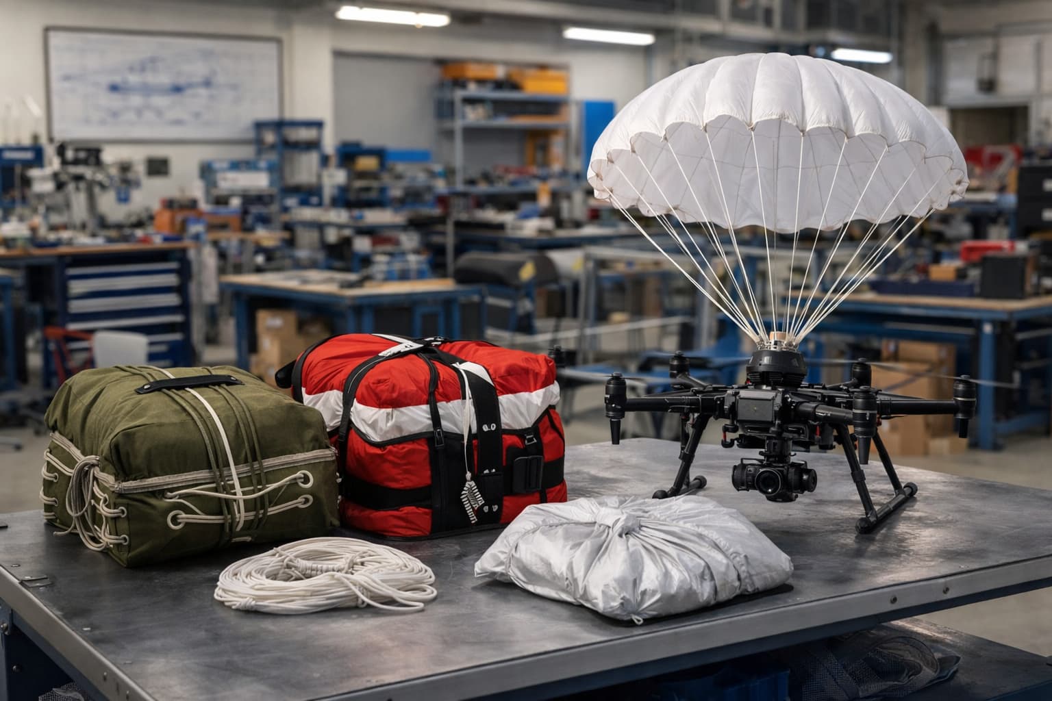comparison of aviation parachute systems and drone recovery parachutes from different manufacturers