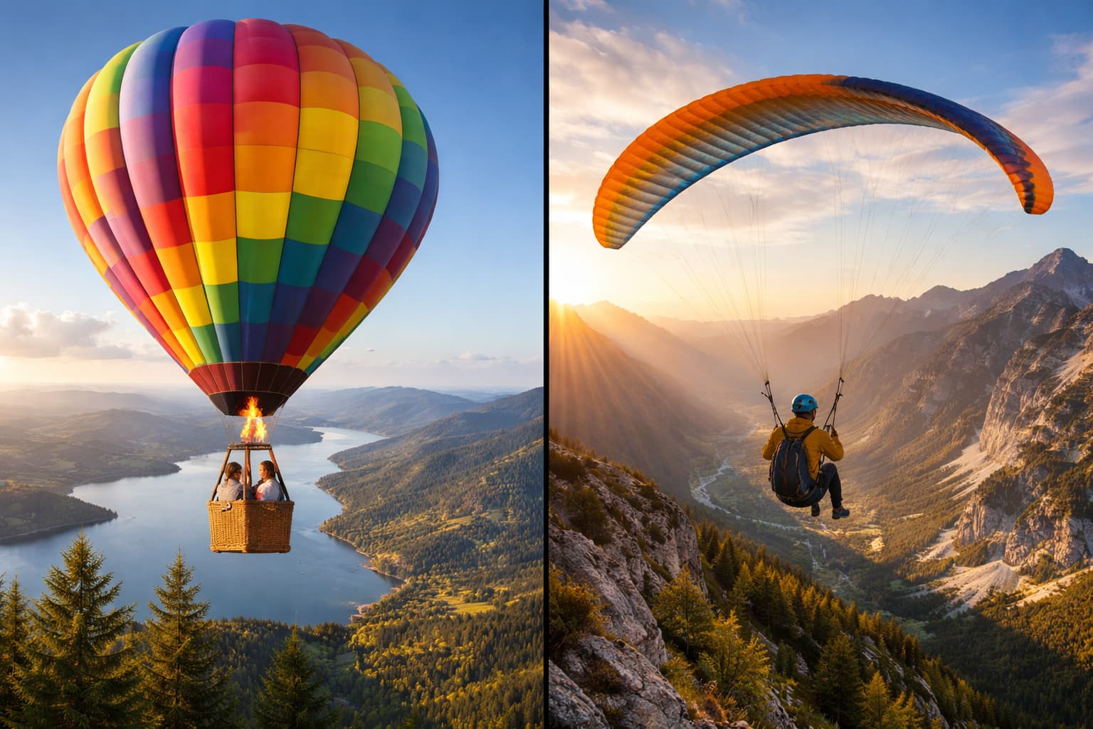 Discover the key differences between hot air balloons and paragliders in terms of use, safety, and flying experiences. Learn about the safety measures and applications of each method of flight..jpg