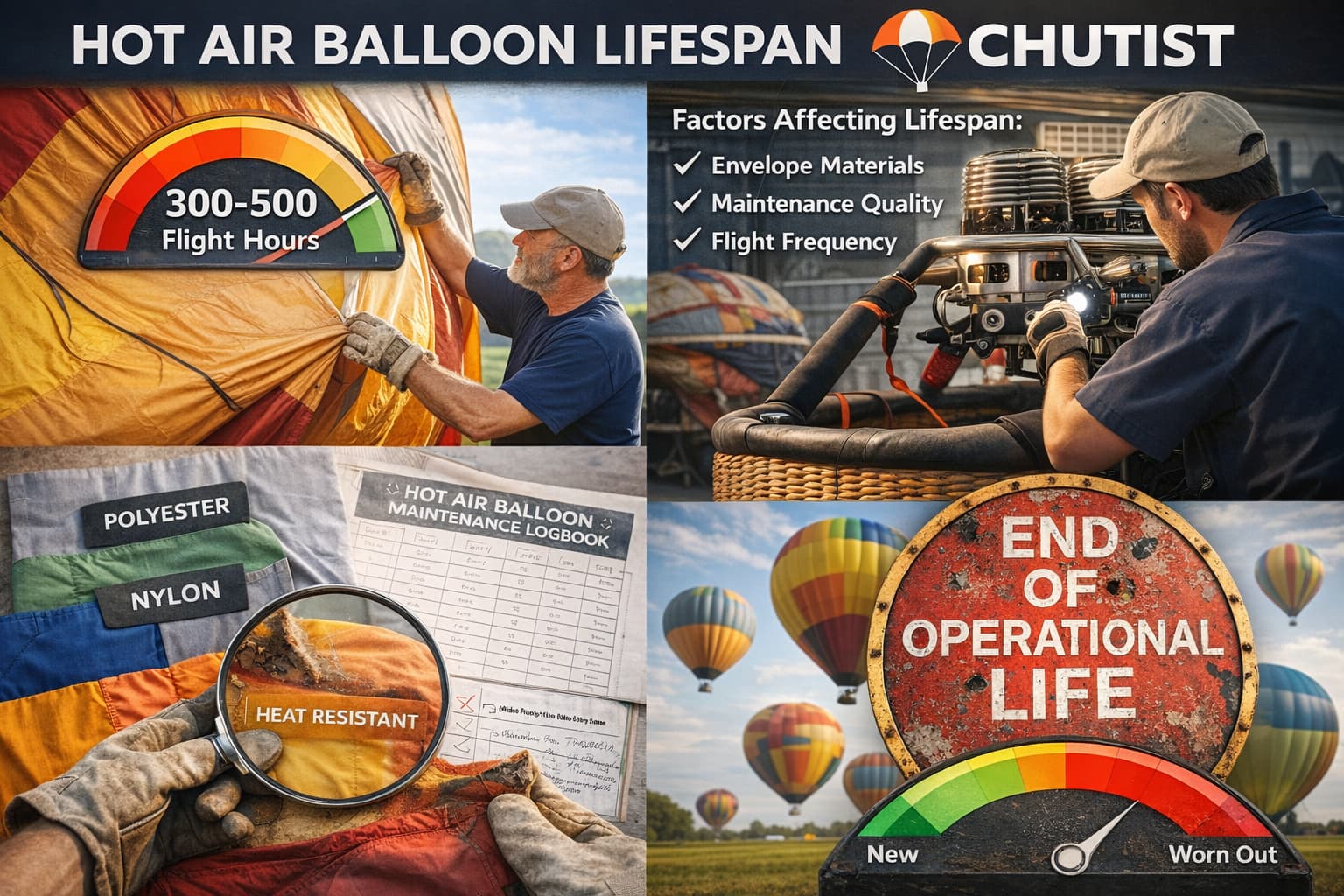 Learn how long hot air balloons last, what affects balloon lifespan, and how envelope materials, maintenance, and flight hours determine operational life.