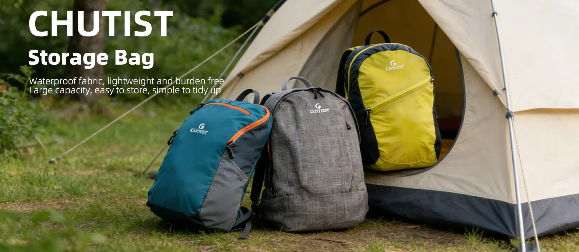 waterproof outdoor storage backpack by CHUTIST for camping hiking and travel with large capacity