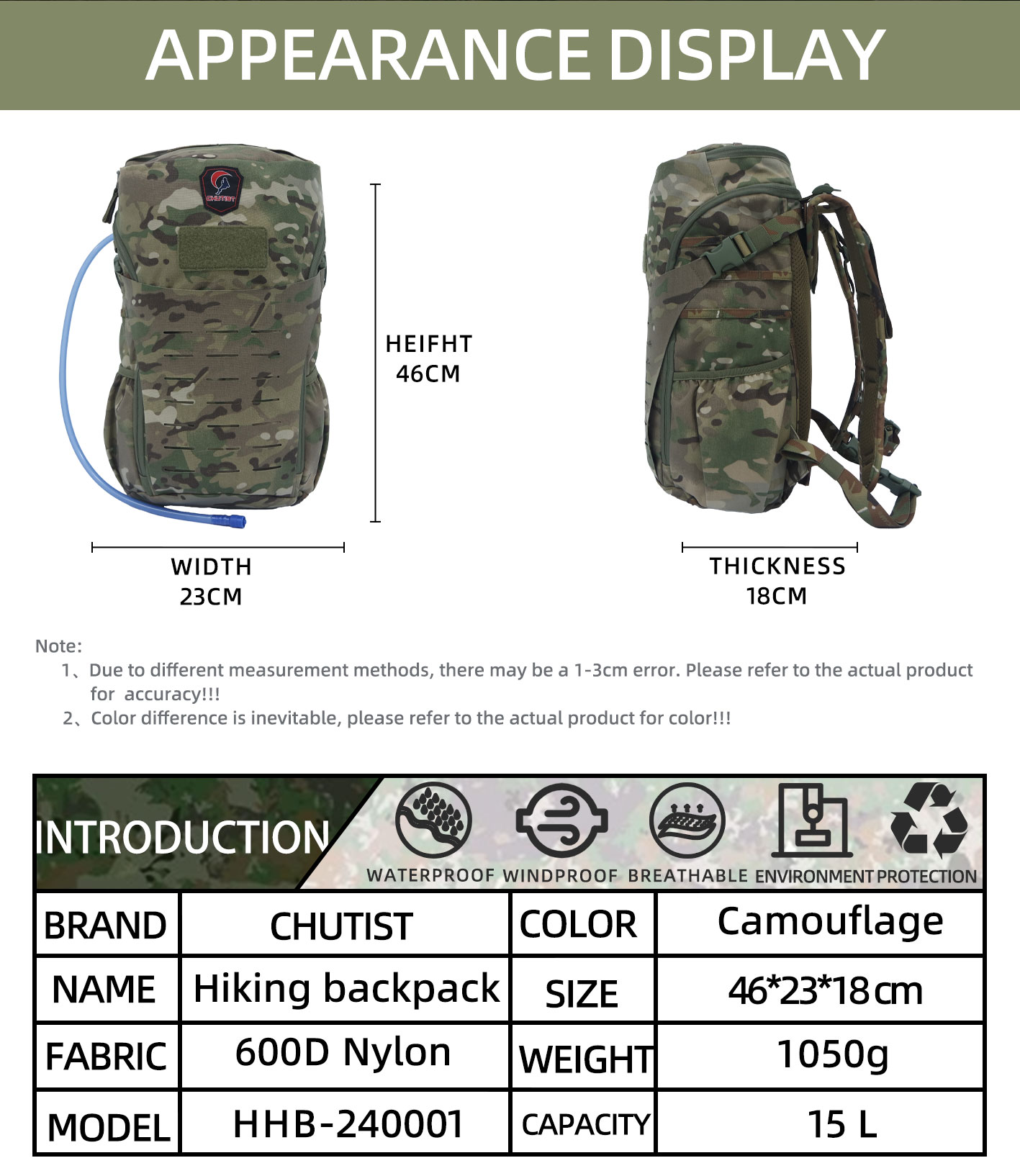 tactical backpack with water bladder