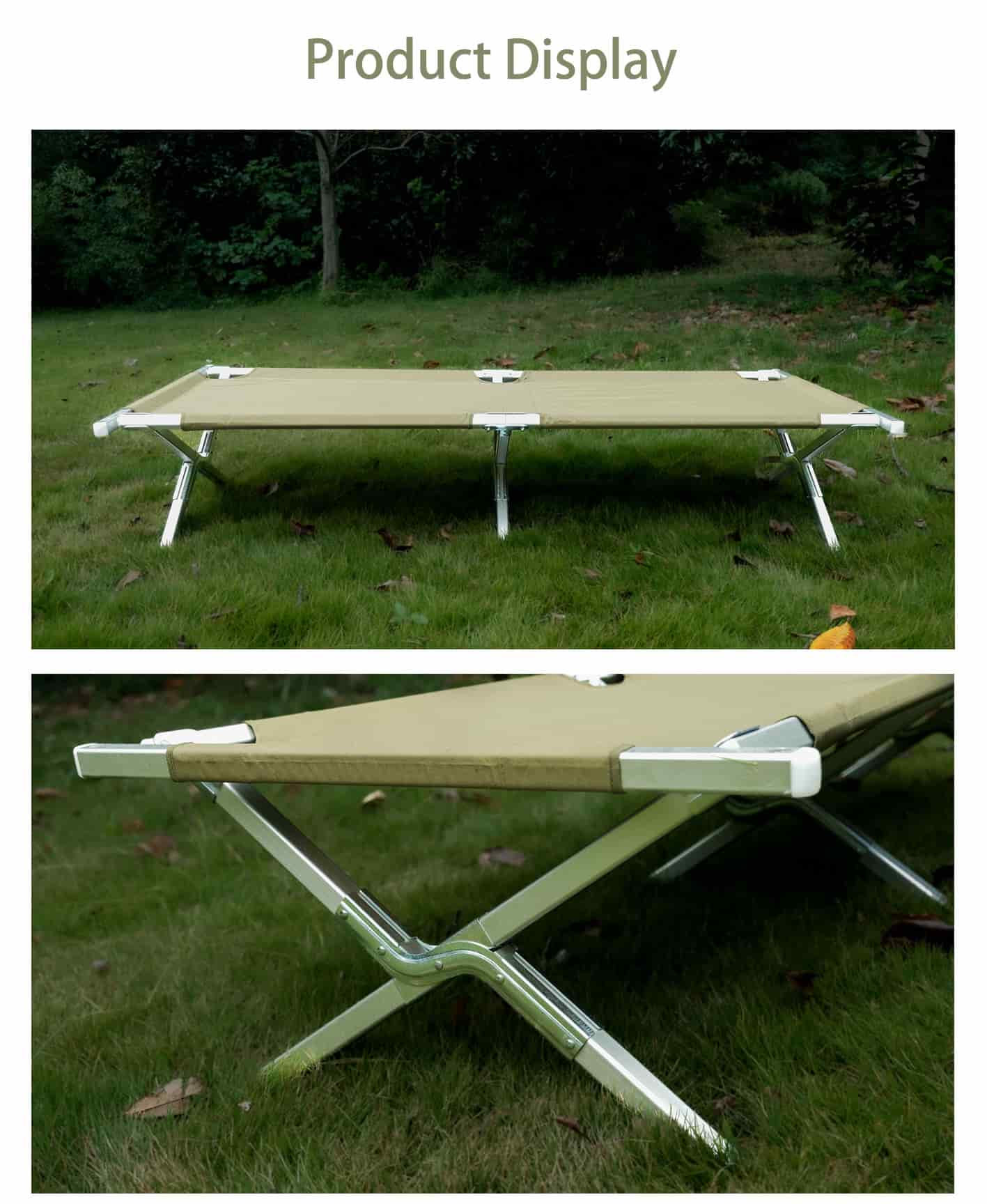Military cot bed with 600D Oxford fabric foldable camp cot durable and stable.jpg
