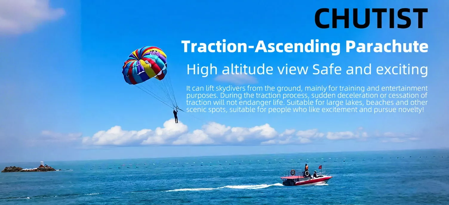 CHUTIST traction ascending parachute for parasailing and high altitude water sports