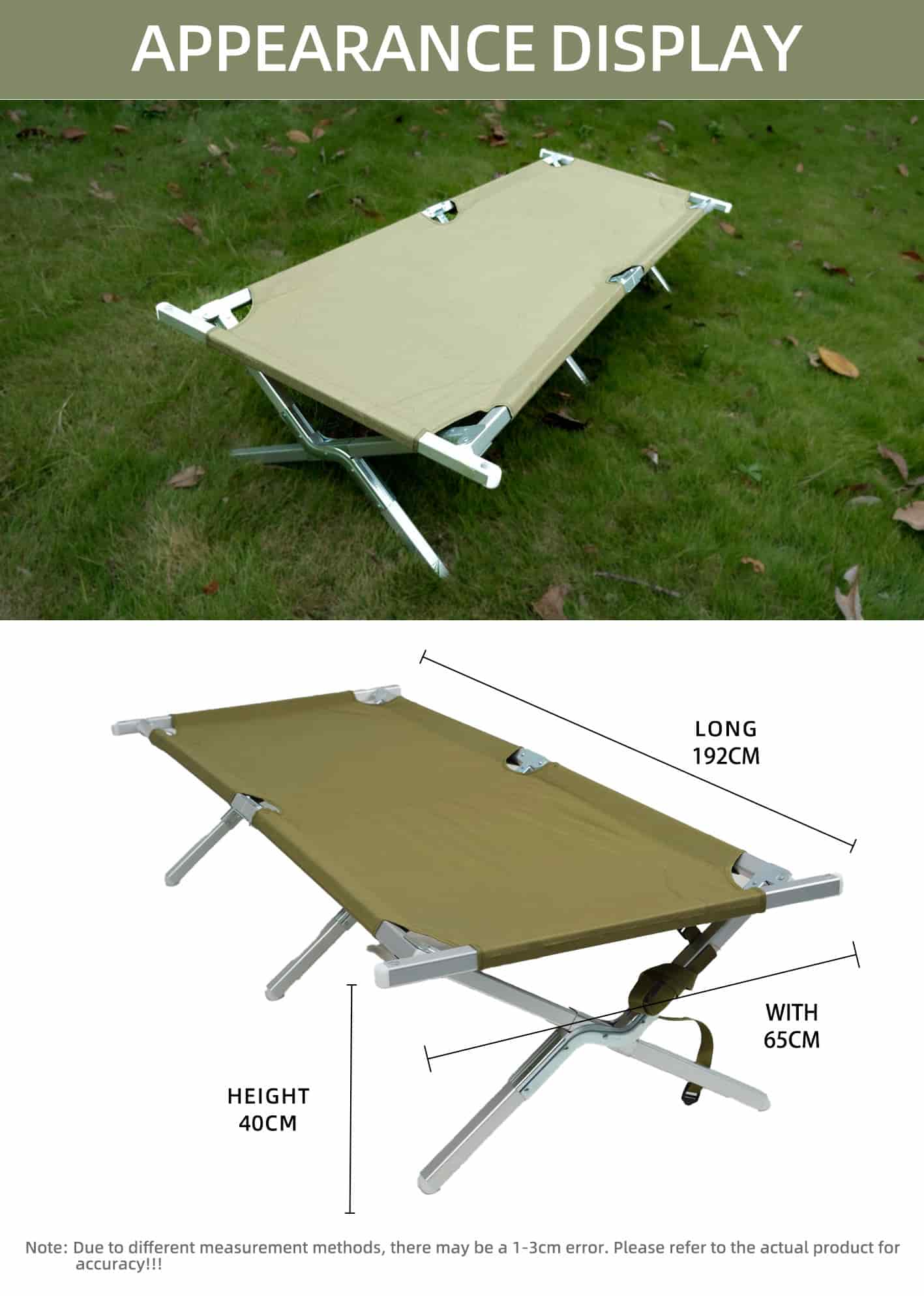 Foldable camp cot military cot bed with aluminum frame for outdoor camping.jpg