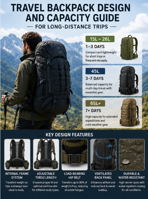 CHUTIST travel backpack design and capacity guide for long-distance hiking and outdoor adventures