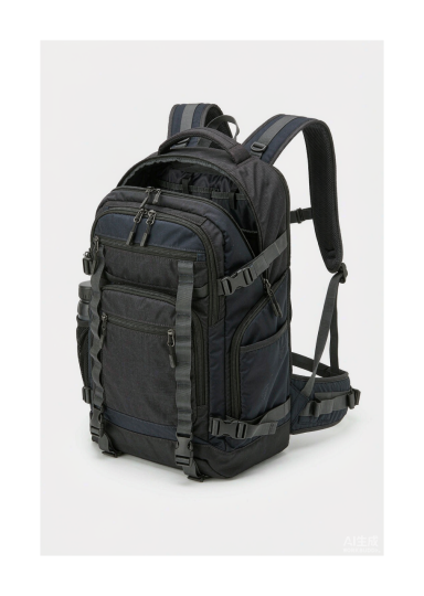 A versatile travel backpack in durable water-resistant fabric with a top handle, padded shoulder straps, multiple organized compartments, side compression straps and a luggage pass-through panel, shown on a clean white background.