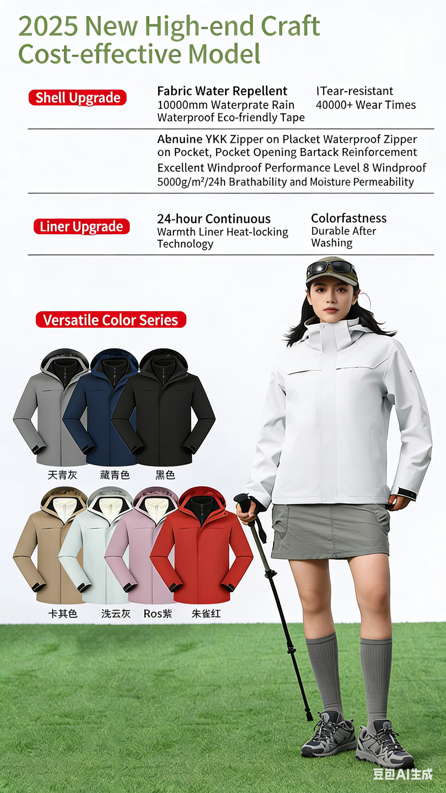 CHUTIST 2 in 1 waterproof jacket with fleece lining